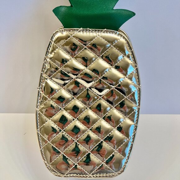 Belt Bag/ Fanny Bag /Sideways Upside down Pineapple /Shiny Gold & Green - NWT - Picture 5 of 6